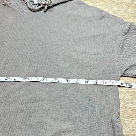 Fabletics Hooded Sweatshirt Womens S Grey Hoodie Ribbed Heavy Weight Half Slv - Picture 8 of 10